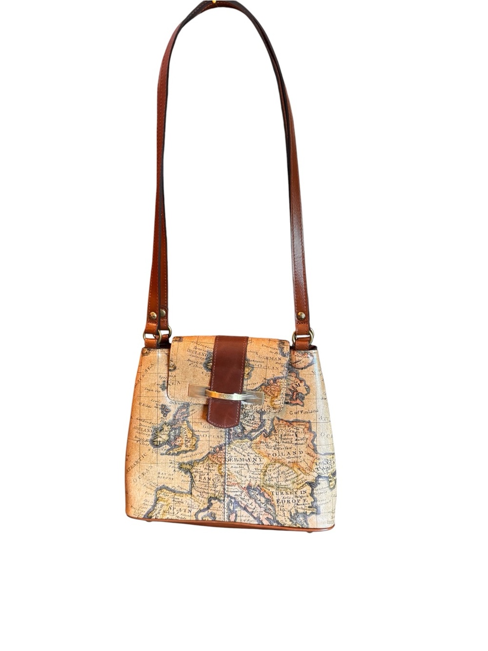Patricia Nash Larone Shoulder Bag, Euro Map Pattern, NWT